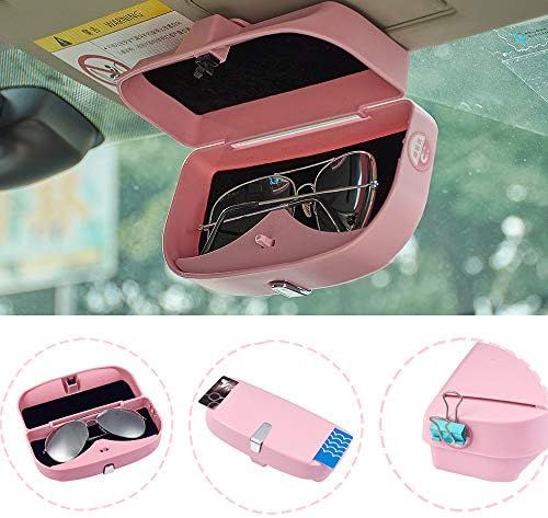 ATMOMO Pink Car Sun Visor Glasses Case Sunglasses Holder Clip Box Car Sunglasses Organizer Mount wit | Amazon (US)