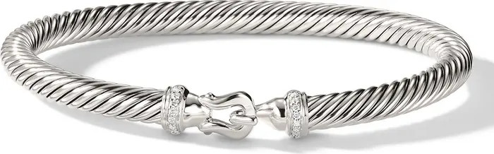 Buckle Classic Cable Bracelet in Sterling Silver with Pavé Diamonds, 5mm | Nordstrom