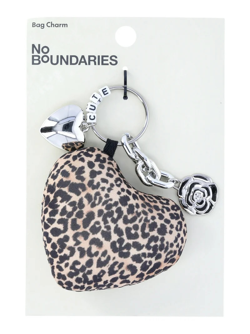 No Boundaries Women's Bag Charm, Leopard Puffer Heart | Walmart (US)
