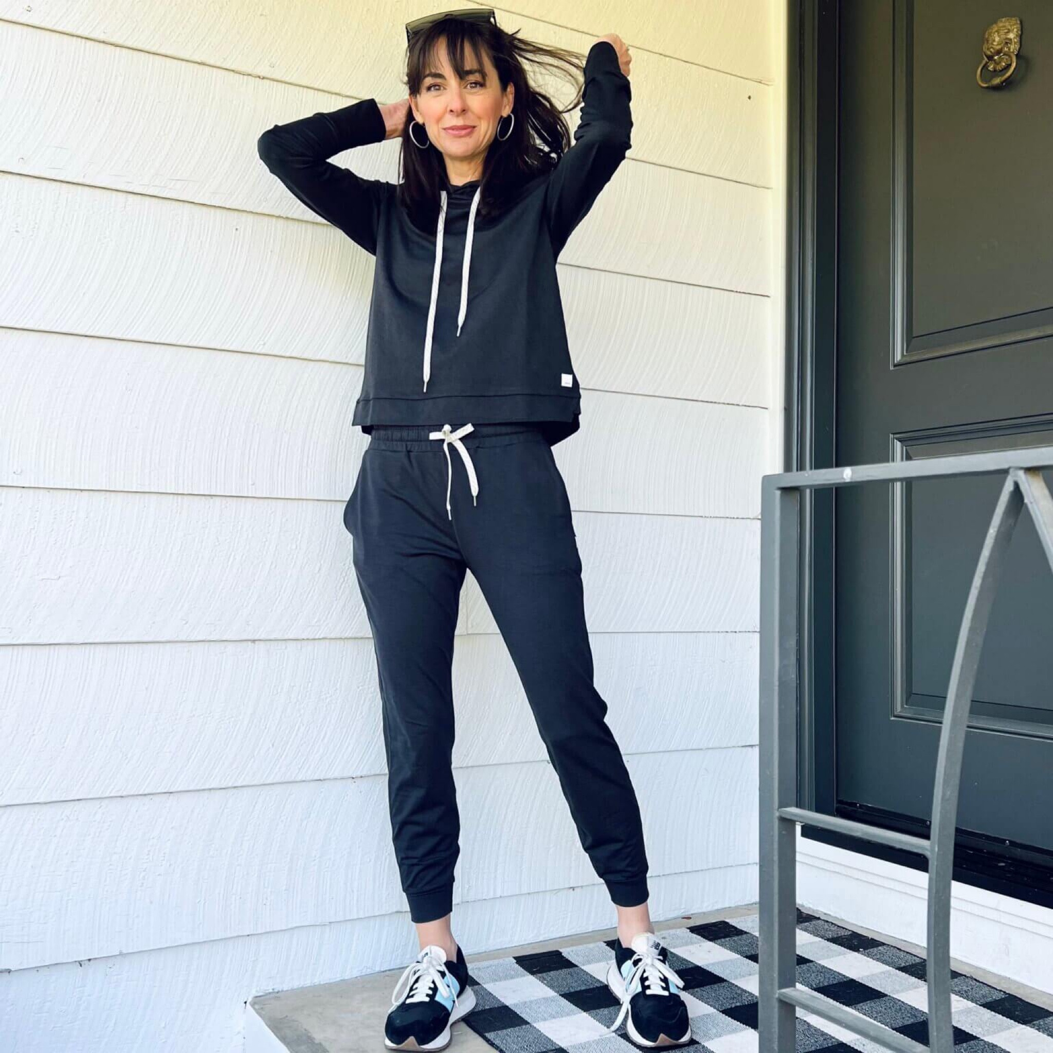 My Vuori performance joggers have become my Haute Mama meet-style staple. They are so comfortable I reach for them every time. I highly recommend a set in a matching color, like the one in my Cozy Capsule.