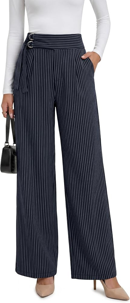 ANRABESS Women Buckle Work Dress Pants with Pockets | Amazon (US)