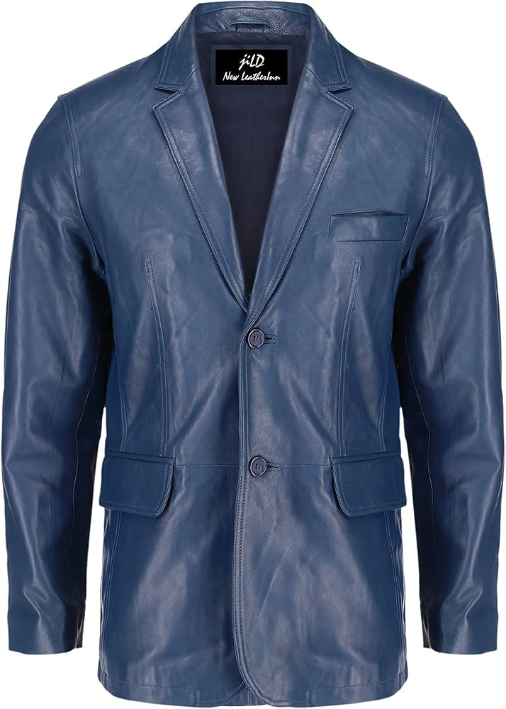 Jild Classic 2-Button Lambskin Leather Blazer for Men - Bond's Coat Style Men Leather Blazer Jack... | Amazon (US)
