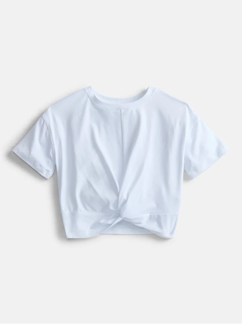 Athletic Works Girls Twist Front Active Tee with Short Sleeves, Sizes 4-18 & Plus | Walmart (US)