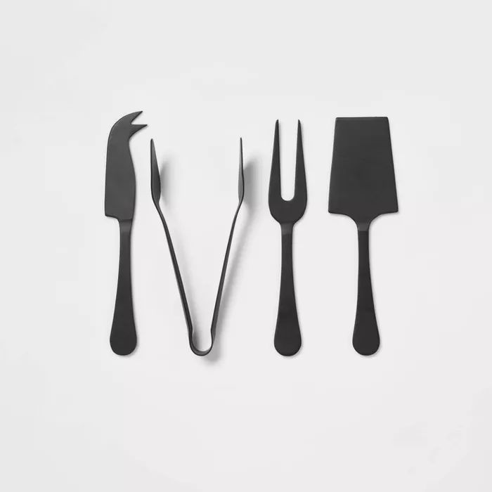4pc Stainless Steel Cheese Knive Serving Set Black - Threshold&#8482; | Target