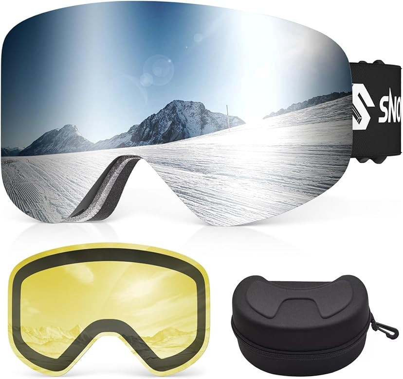 Ski Goggles, Frameless Snowboard Goggles with 2 UV400 Magnet Ski Lenses for Men & Women, Valentin... | Amazon (US)