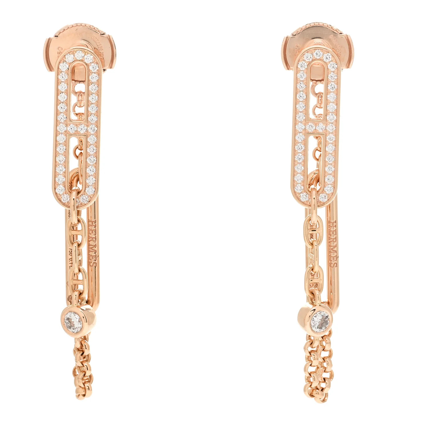 18K Rose Gold Diamond Chaine D'Ancre Chaos Earrings | FASHIONPHILE (US)