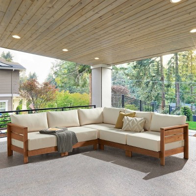 Alaterre Furniture Barton Outdoor Weather Resistant Sectional with Cushions | Target