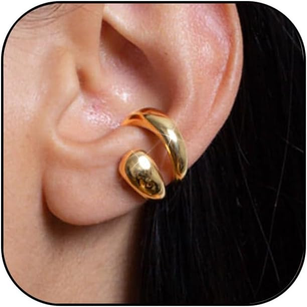 Ear Cuffs Non Piercing 14k Gold Chunky Ear Cuff Earrings for Women Silver Non Tarnish Clip on Car... | Amazon (US)