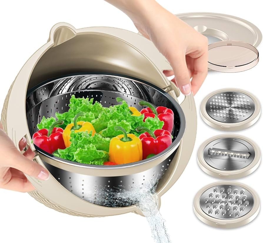 4-in-1 Colander with Bowl Set \u2014 Patented 360\u00b0 Rotatable Strainer Bowl with 3 Graters, S... | Amazon (US)