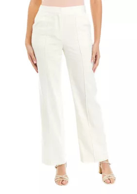 The Limited Women's Linen Pintuck Wide Leg Pants, White, 10 | Belk