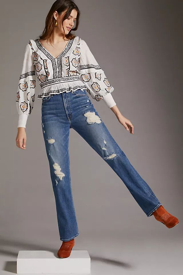 MOTHER The Study Hover Ultra High-Rise Straight Jeans | Anthropologie (US)