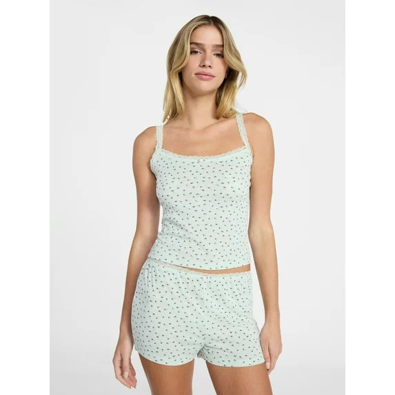 No Boundaries Sleep Pointelle Cami and Shorts Set, 2-Piece, Women’s XXS-3X | Walmart (US)