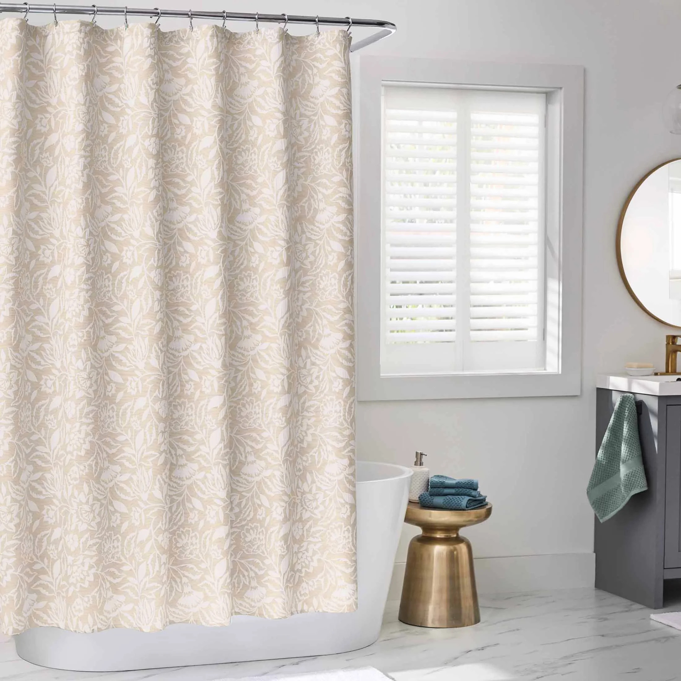 Better Homes & Gardens Floral Matelasse Shower Curtain, Beige Polyester, Recycled Poly, 72"x 72",... | Walmart (US)