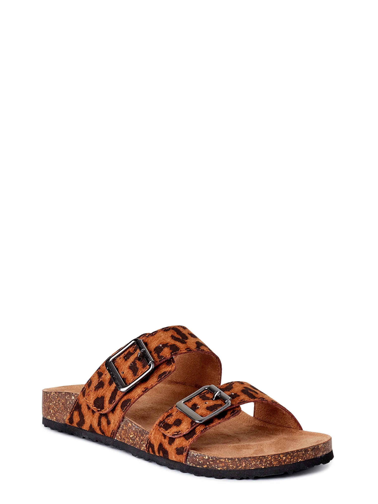 Time and Tru Two-Band Footbed Slides (Women's) | Walmart (US)