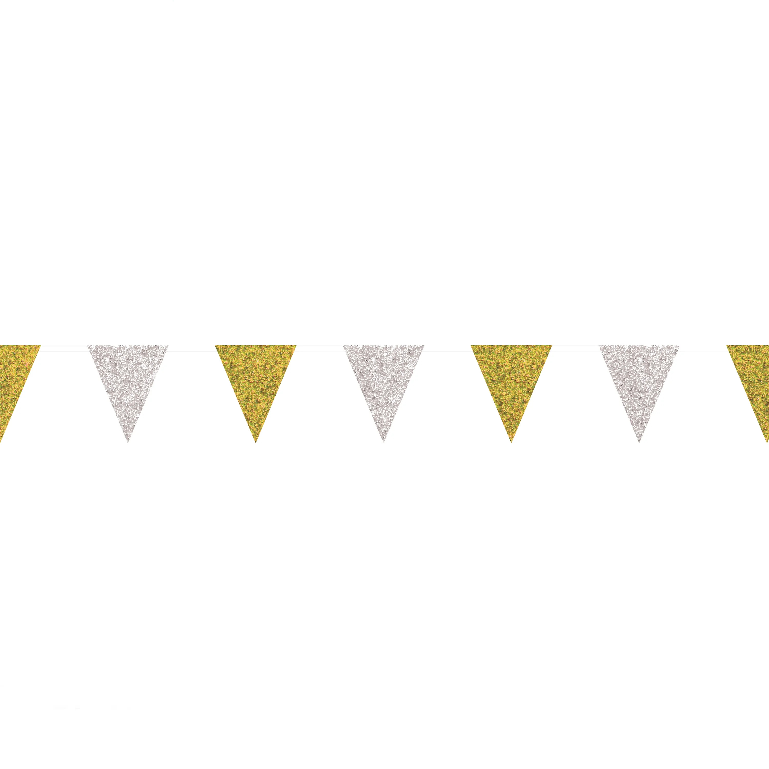 Silver & Gold Glitter Pennant Banner, 9ft | Walmart (US)