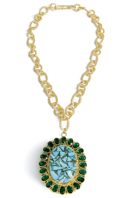 Virtue Zia Turquoise Oval Gemstone Pendant Twisted Rope Necklace | The Willow Tree