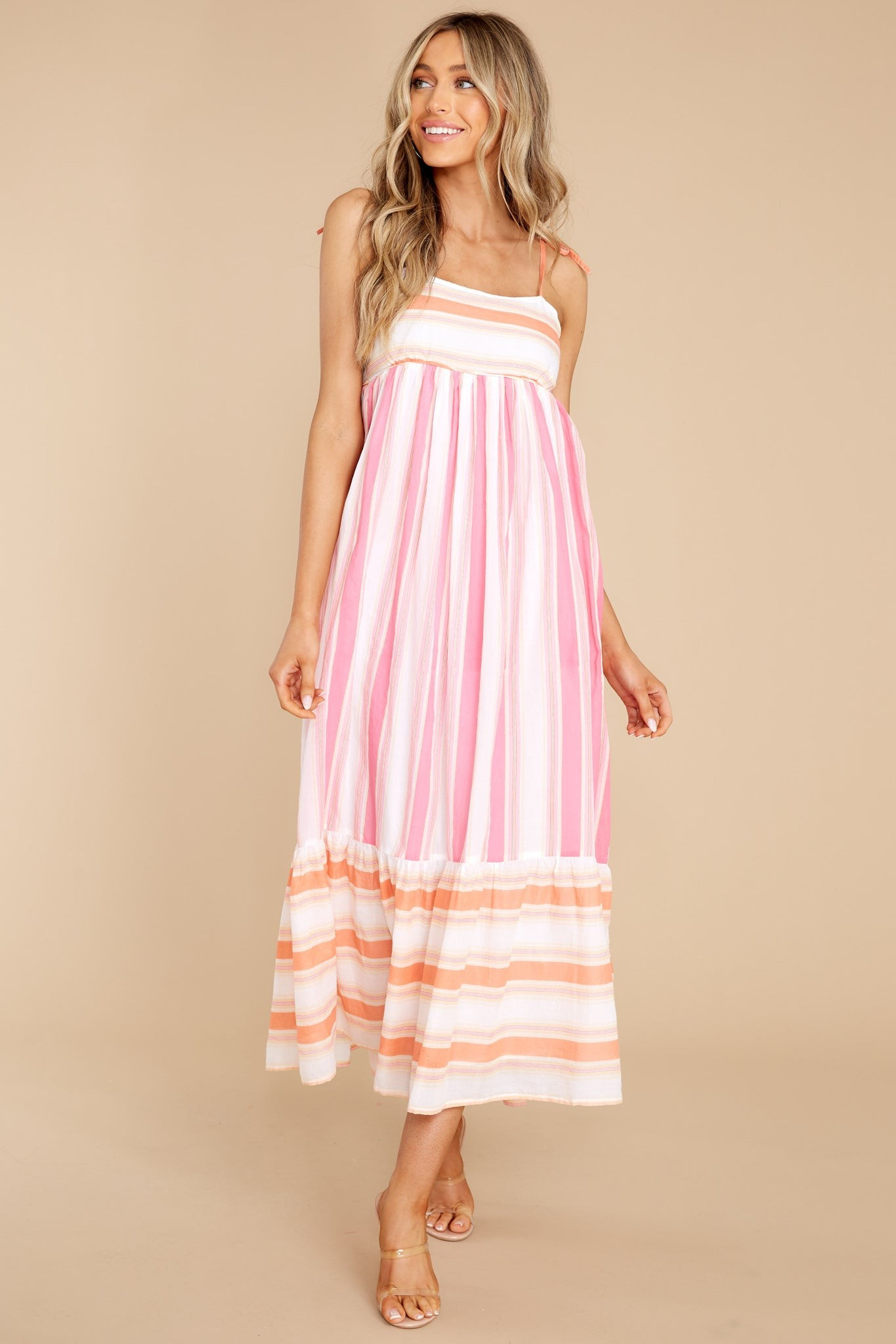 Malin Wide Stripe Pink Dress | Red Dress 