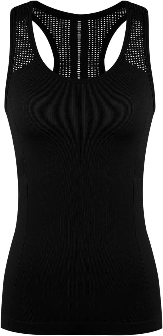 Yoga Tops for Women Cute Workout Tank Tops Activerwear Racerback Laser Cut Tank Running Sports Sh... | Amazon (US)