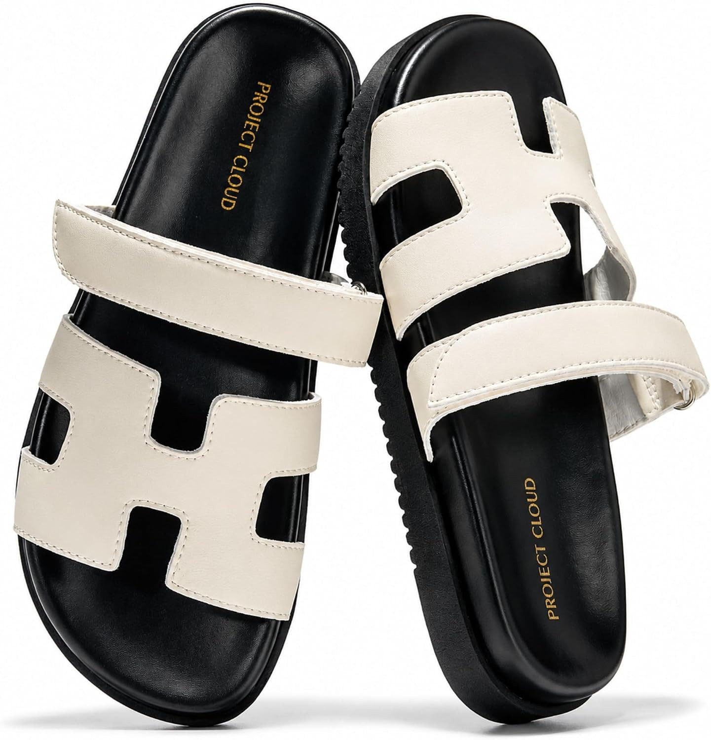 Project Cloud 100% Genuine Leather Slides for Women Slip-On Sandals Women | Amazon (US)