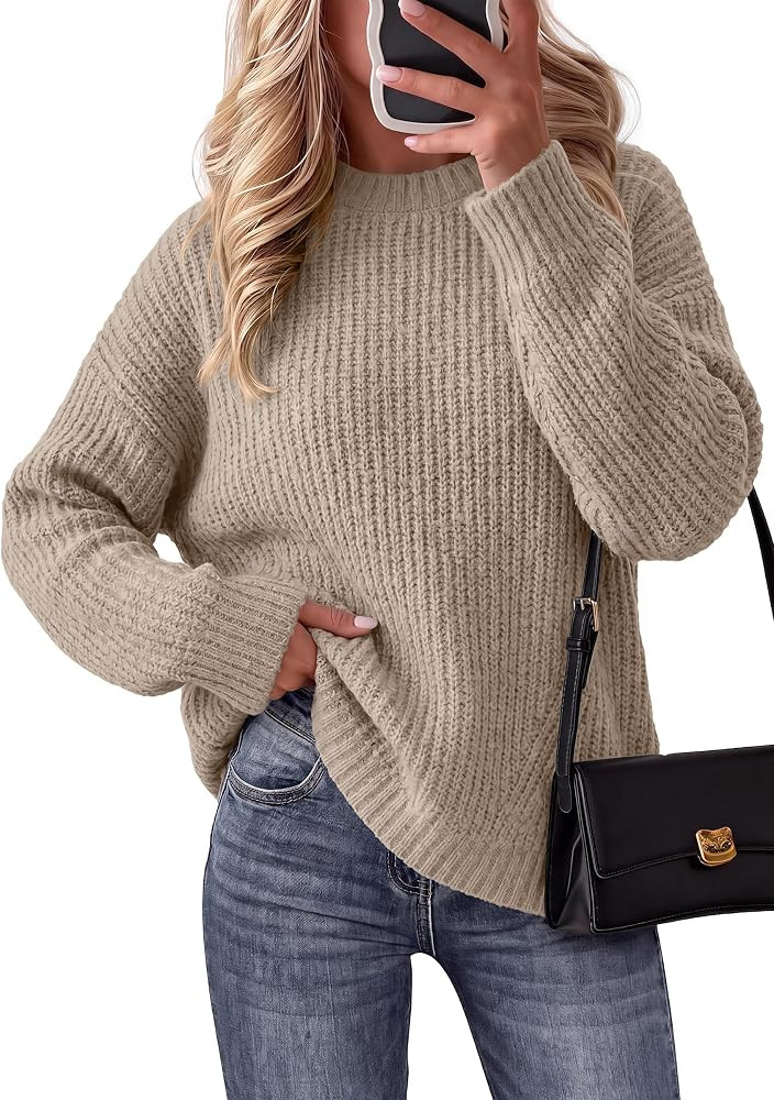 PRETTYGARDEN Womens Long Sleeve Ribbed Knit Oversized Sweaters Fall Fashion | Amazon (US)
