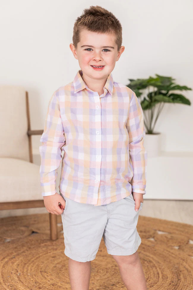 Skip A Chapter Boys Plaid Button Down Shirt | Pink Lily