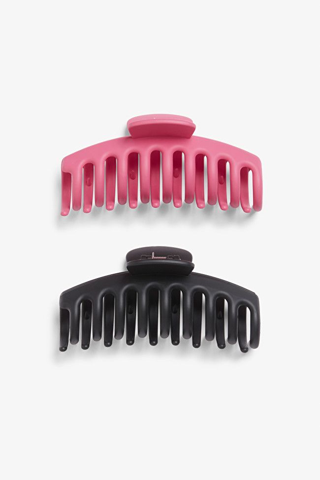 Pack of 2 big hair claws – pink & black | Monki