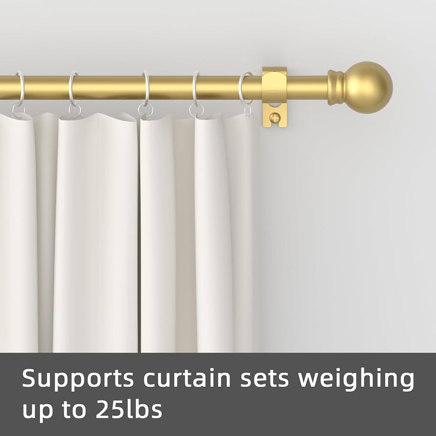 GXOACKJ 2 Pack Gold Curtain Rods for windows 32 to 48 inch, 5/8 inch Splicing Heavy Duty Metal Cu... | Amazon (US)