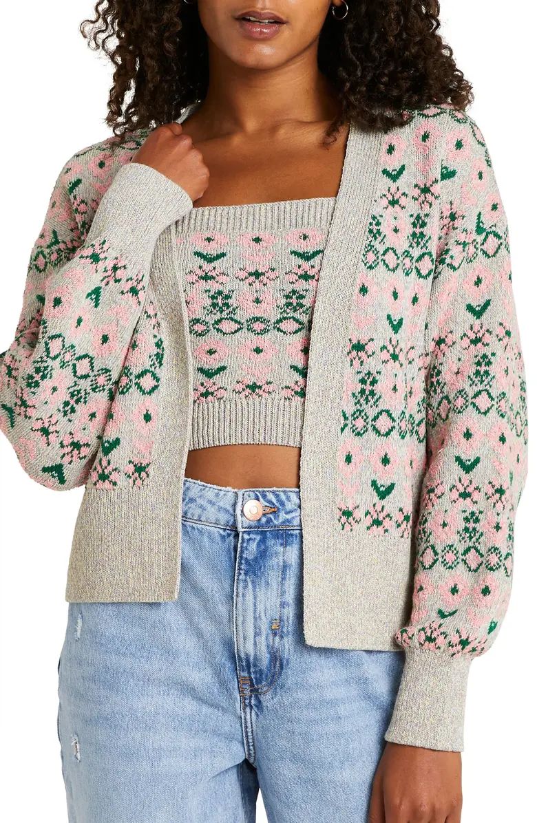 River Island Fair Isle Cotton Blend Camisole & Cardigan Set | Nordstrom | Nordstrom