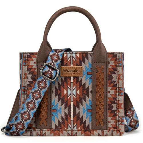 Montana West x Wrangler Mini Tote Bag for Women Small Western Crossbody Purse Aztec Top Handle Handbags AR-WG2213-8866SCF | Amazon (US)