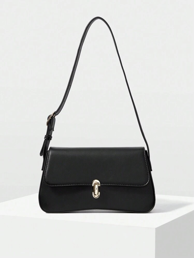 MOTF PREMIUM SOLID COLOR COMMUTE SIMPLE FASHION METAL-CLASP FLAP SHOULDER BAG, VERSATILE | SHEIN ... | SHEIN