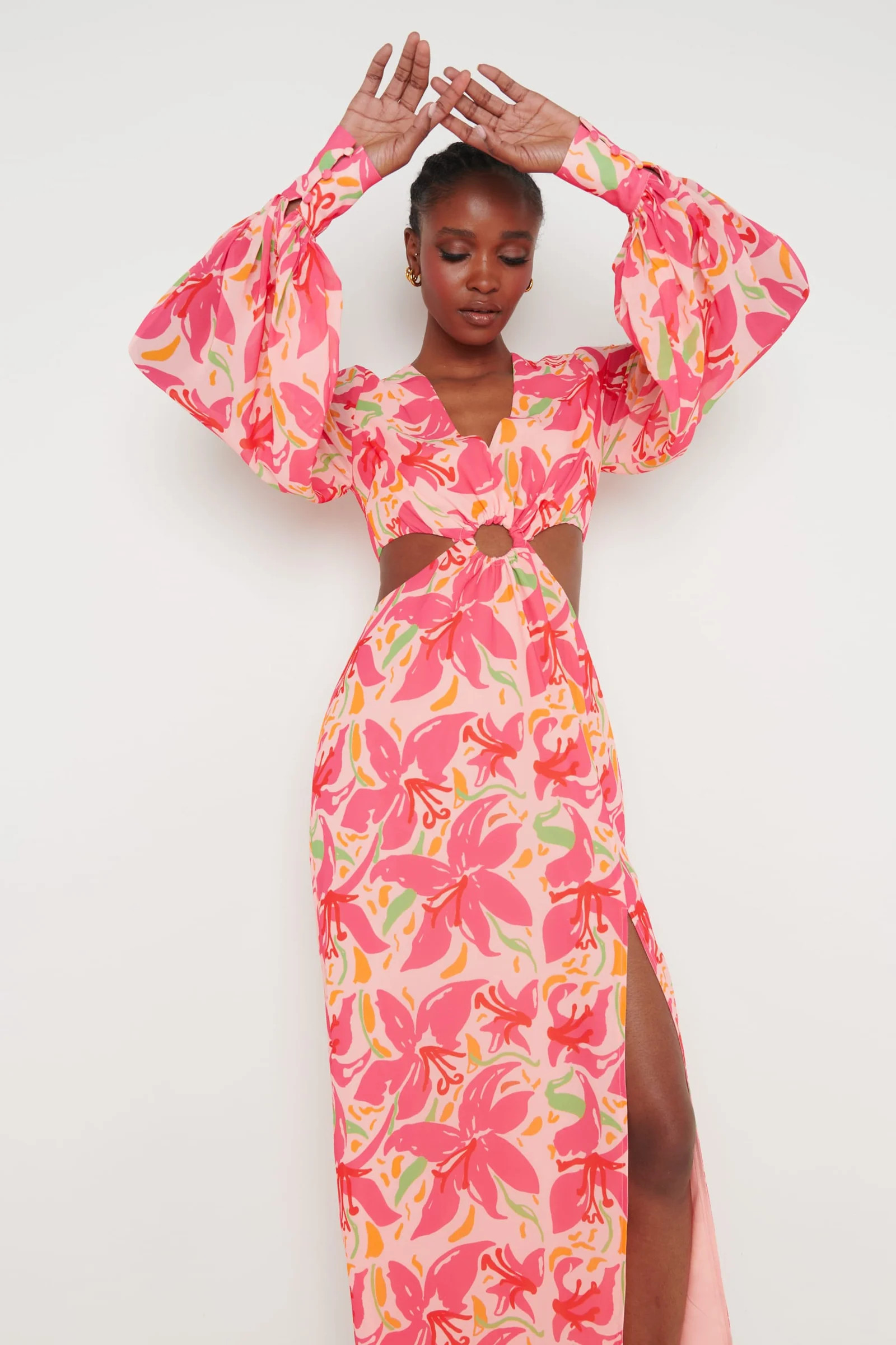 Odette Cut Out Maxi Dress - Pink Lily | Pretty Lavish (UK)
