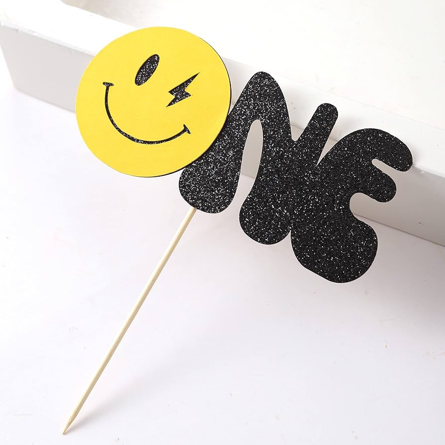 One Happy Dude 1st Birthday Cake Topper - Smiley Face One Cake Topper, Hippie First Birthday Deco... | Amazon (US)