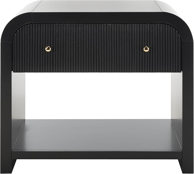 SAFAVIEH Couture Collection Liabella Black/Gold 1-Drawer Curved Nightstand (Fully Assembled) | Amazon (US)