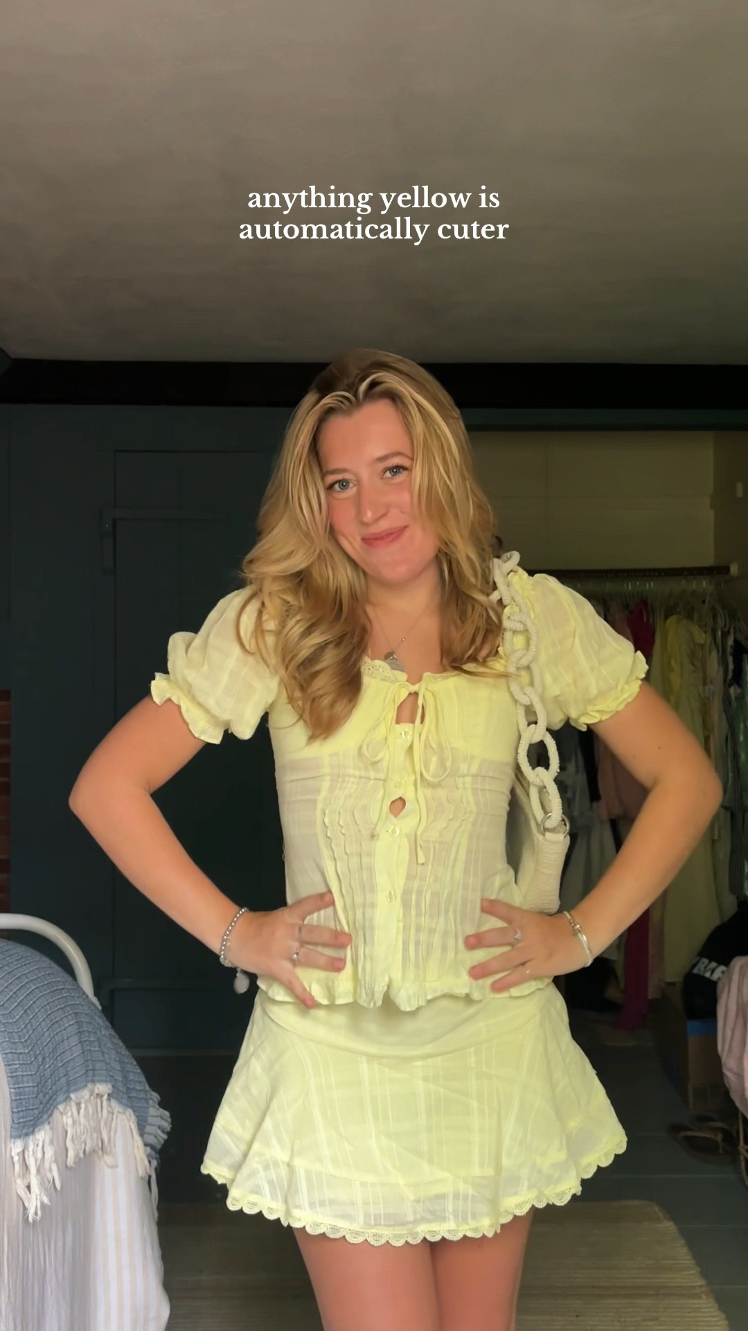 yellow brunch skirt set outfit