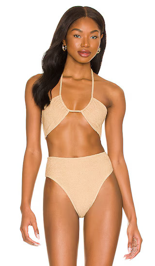 Catania Bikini Top in Plain Stone | Revolve Clothing (Global)