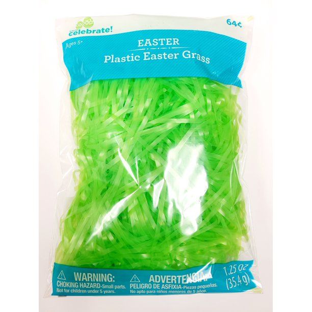 Way to Celebrate! Green Plastic Easter Grass, 1.25 oz | Walmart (US)