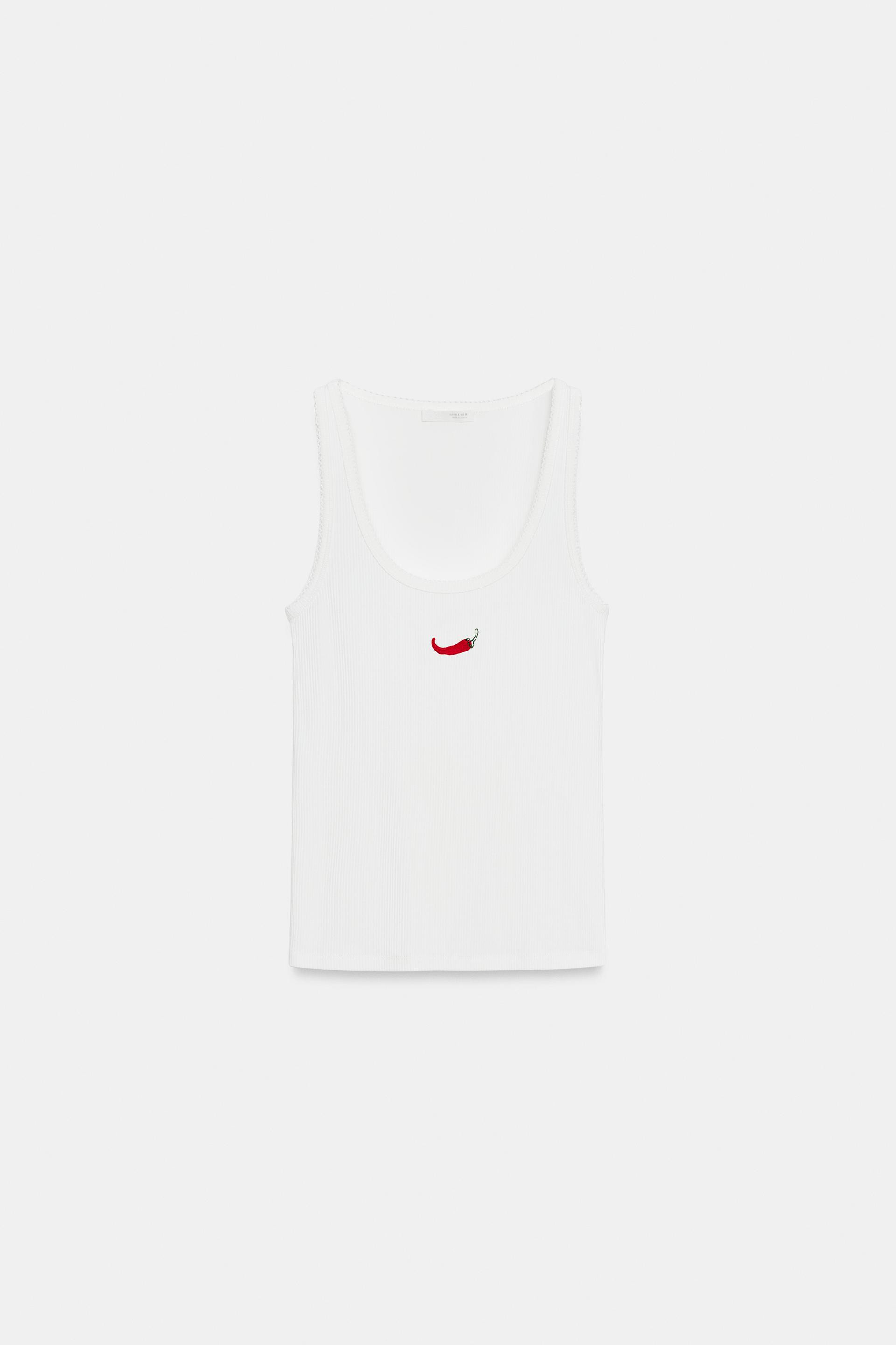 EMBROIDERED FRONT TOP | Zara UK