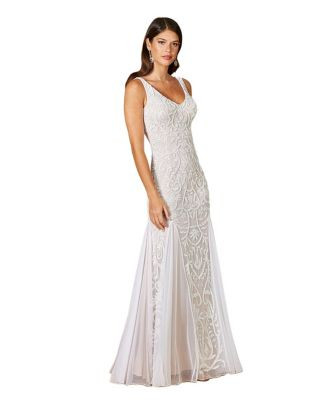 Lara Women's Greta Beaded V-Neck Tulle Wedding Dress with Contrast Lining - Macy's | Macy's