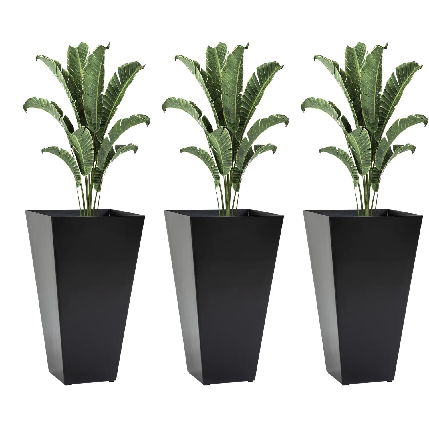 Outsunny Set of 3 Tall Planters with Drainage Hole  28” Outdoor Flower Pots  Indoor Planters fo... | Walmart (US)