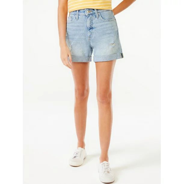 Free Assembly Women's Denim Shorts with Rolled Cuff | Walmart (US)