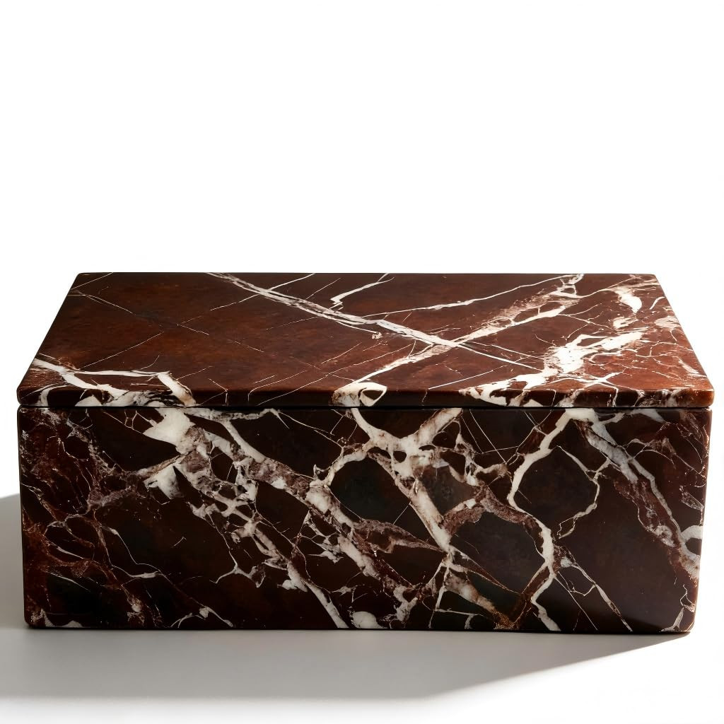 Decorative Marble Storage Box, Purple-Red Natural Marble Jewelry Organizer Box with Lid for Bathr... | Amazon (US)