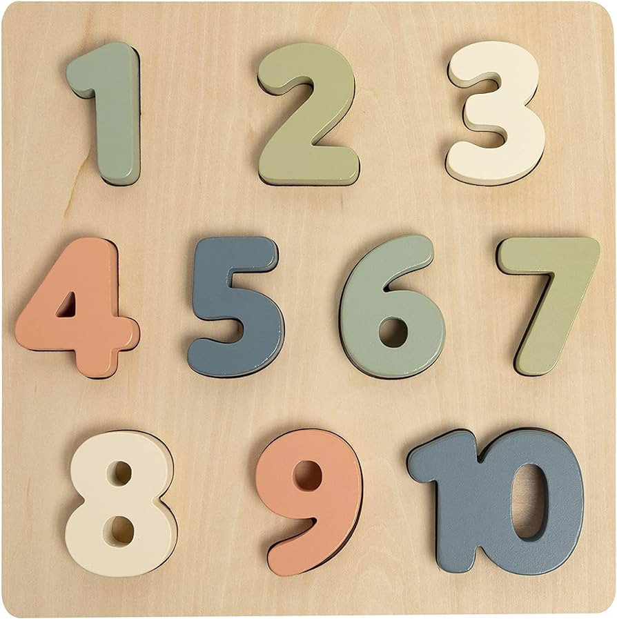 Pearhead Wooden 123 Numbers Puzzle, Colorful Counting, Interactive Montessori Learning Board Educational Toy, Modern Baby and Toddler Gift for Boys or Girls | Amazon (US)
