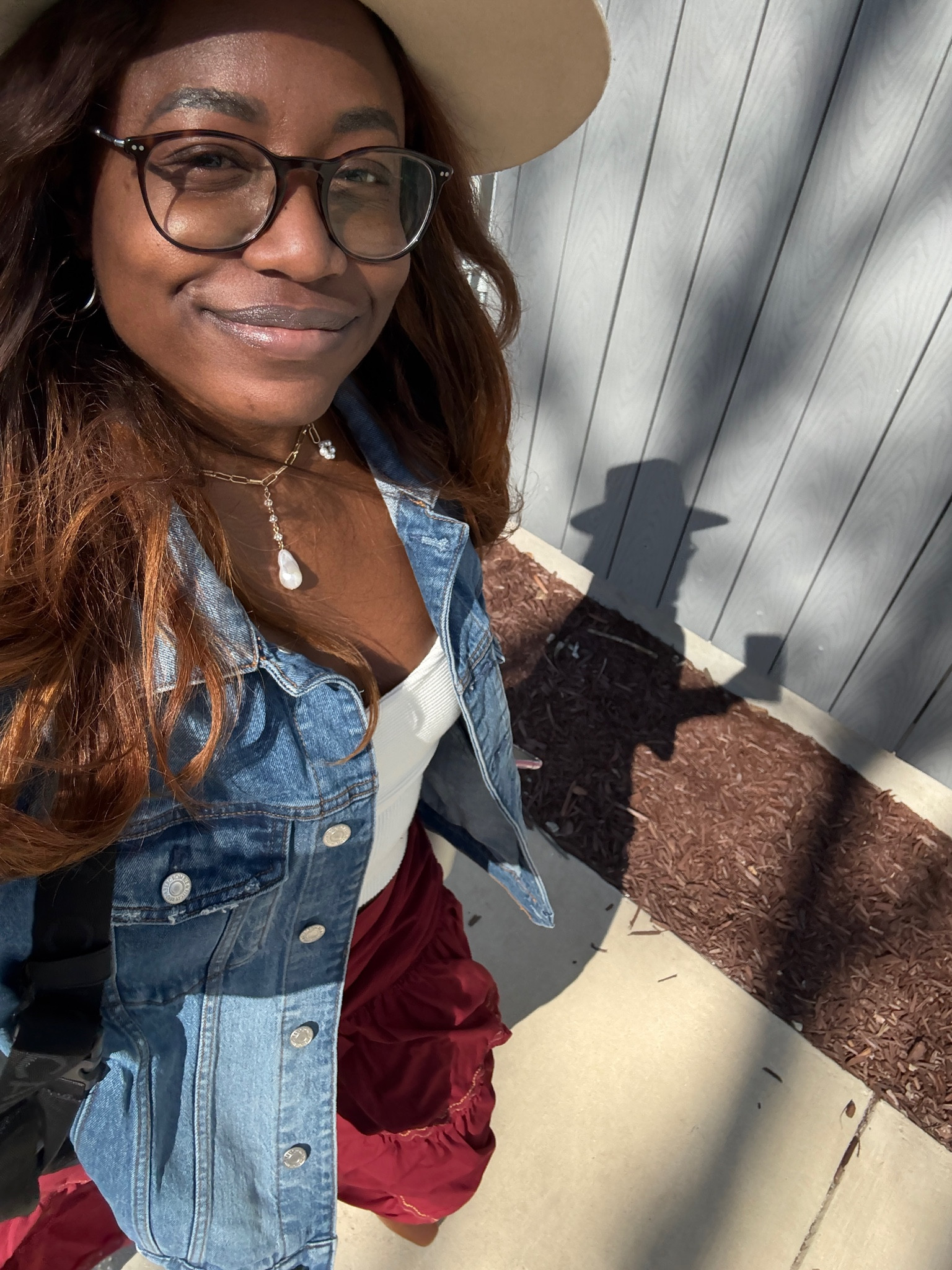 Casual springtime outfit style inspo 

Denim jacket, red boho maxi skirt, charm necklace, wide brim fedora 

#LTKFindsUnder100 #LTKPetite #LTKStyleTip