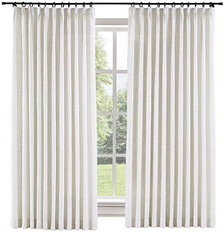 TWOPAGES 52 W x 108 L inch Pinch Pleat Unlined Darkening Drape Faux Linen Curtain Drapery Panel f... | Amazon (US)