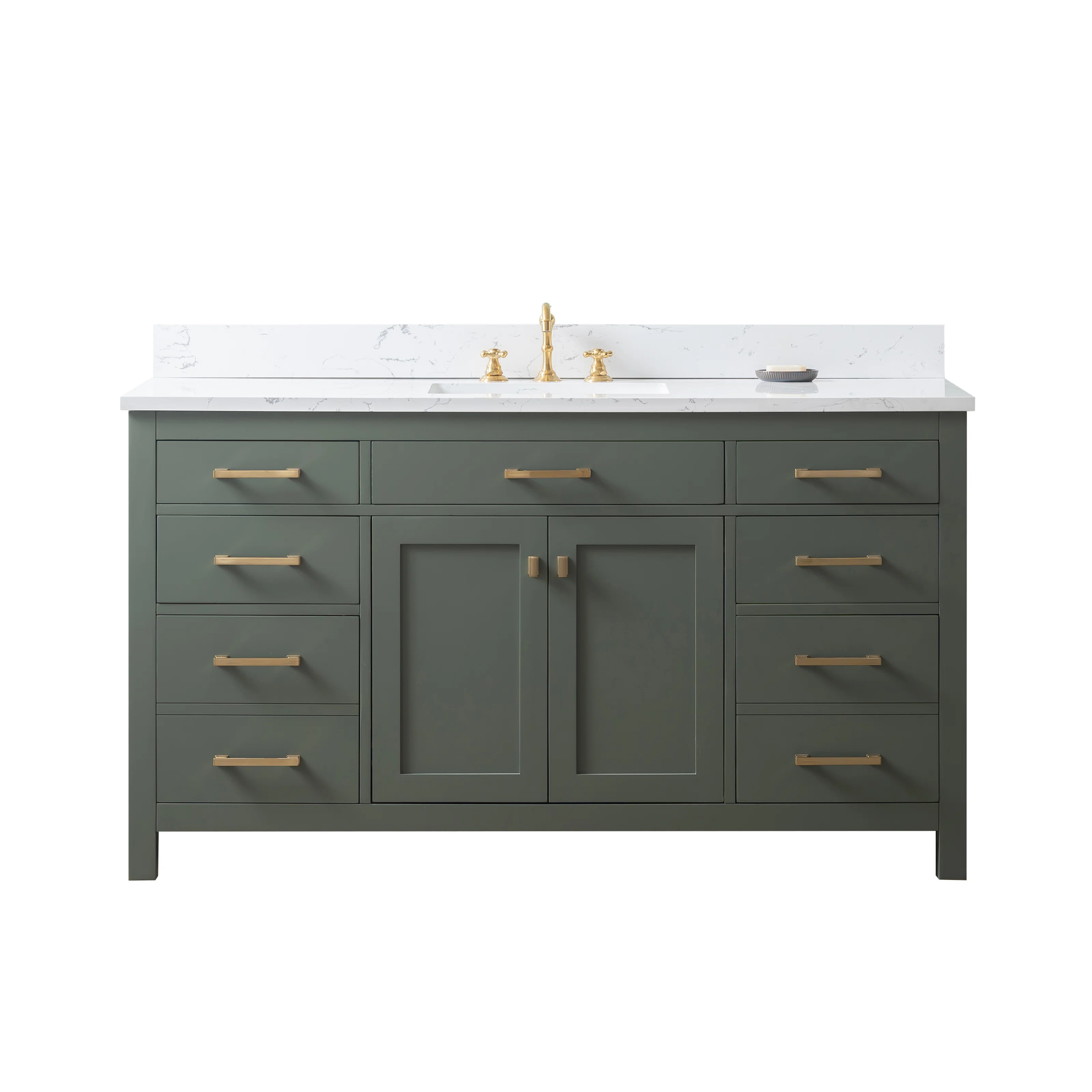 Saur 60'' Free Standing Single Bathroom Vanity with Engineered Stone Top | Wayfair North America
