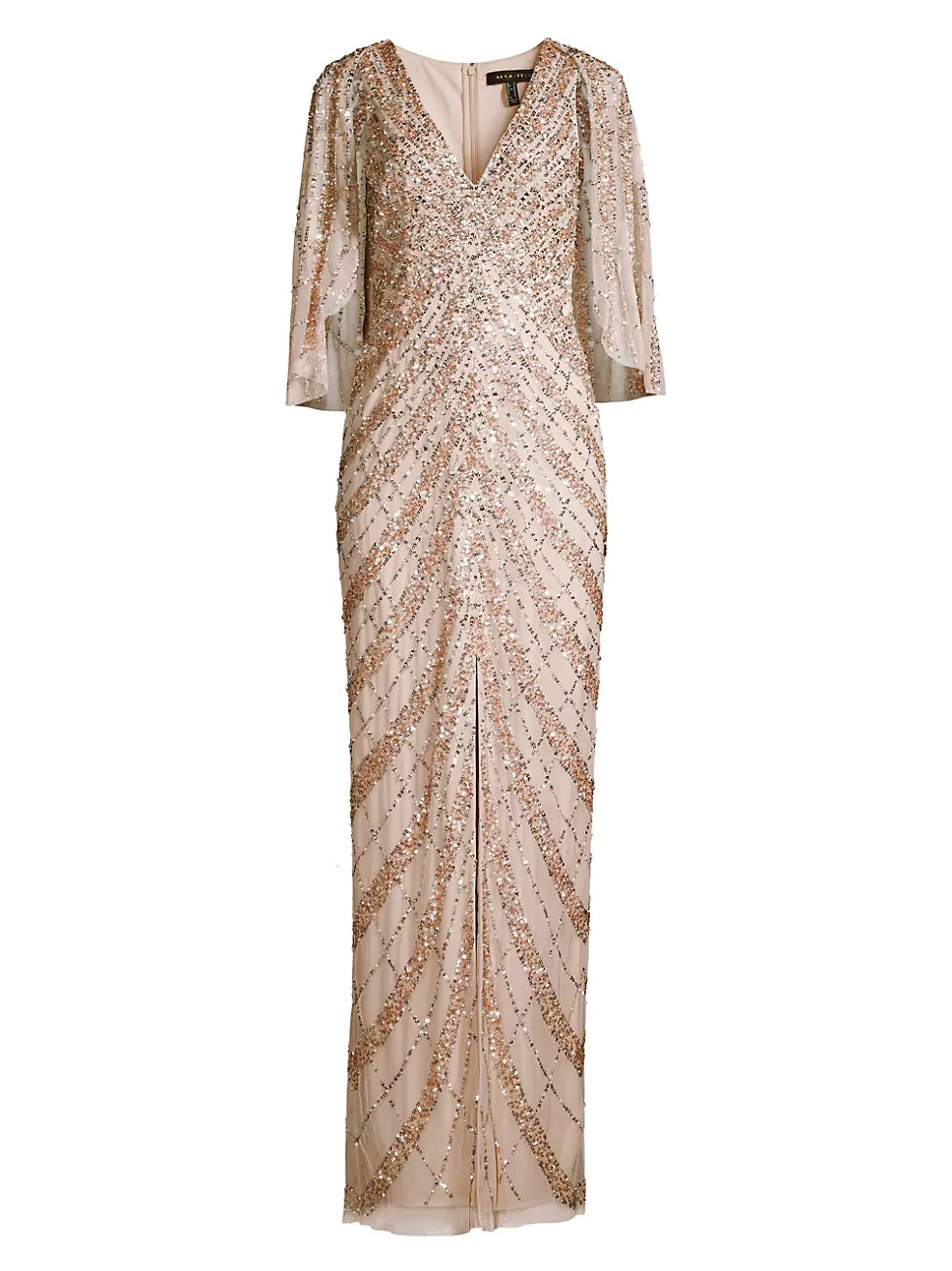 Beaded & Sequined Cape Gown | Saks Fifth Avenue