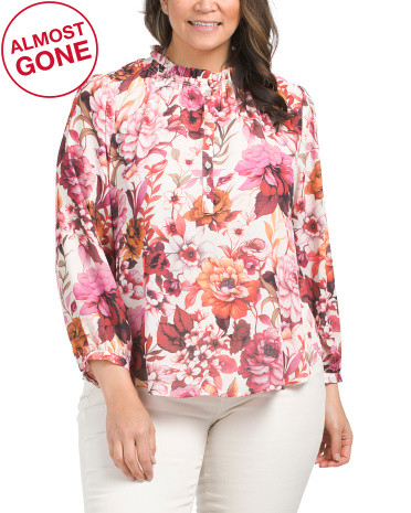 Plus Split Neck Blouse | TJ Maxx