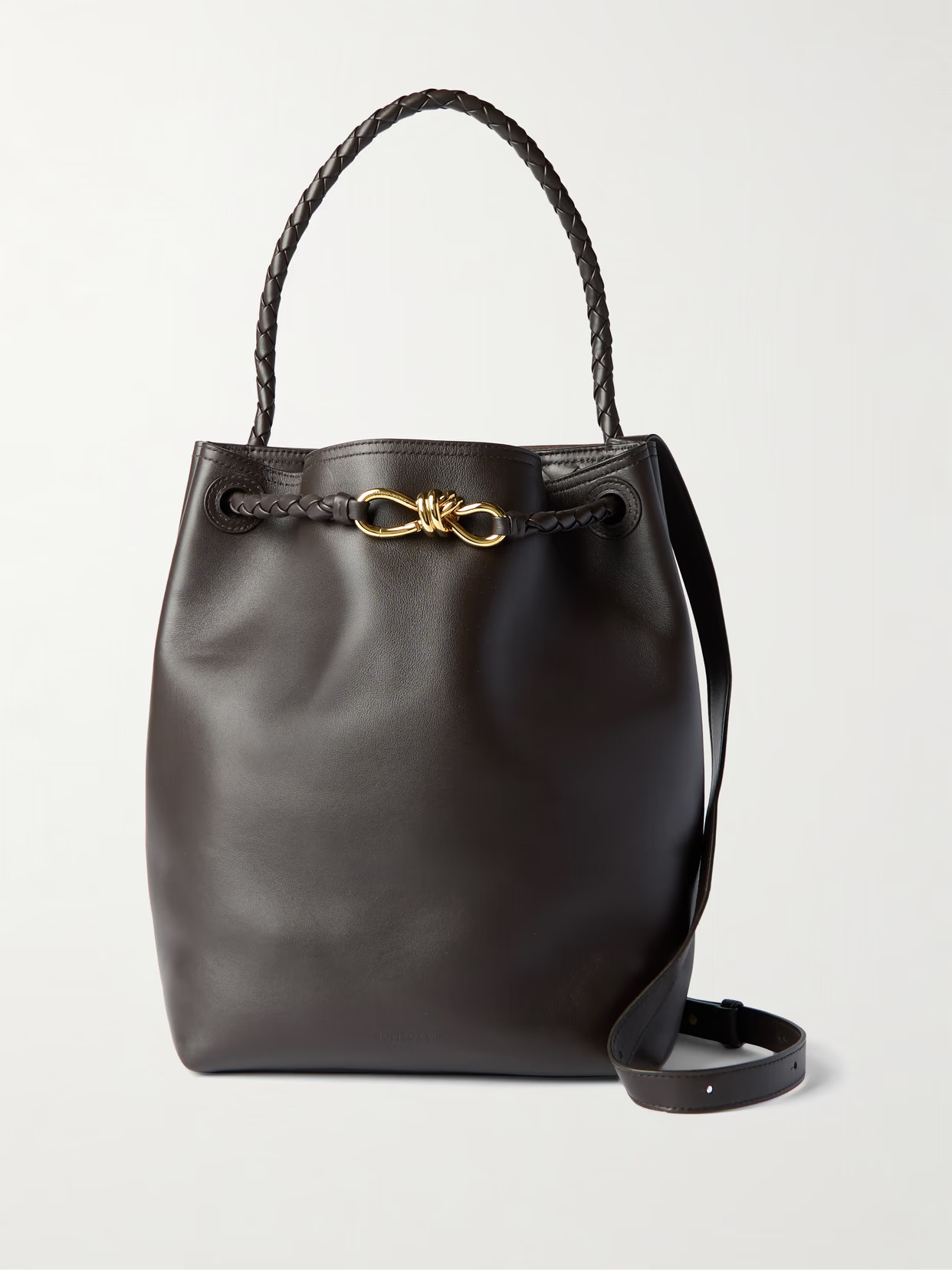 Bottega Veneta - Andiamo Medium Leather Bucket Bag - Dark brown | NET-A-PORTER (UK & EU)