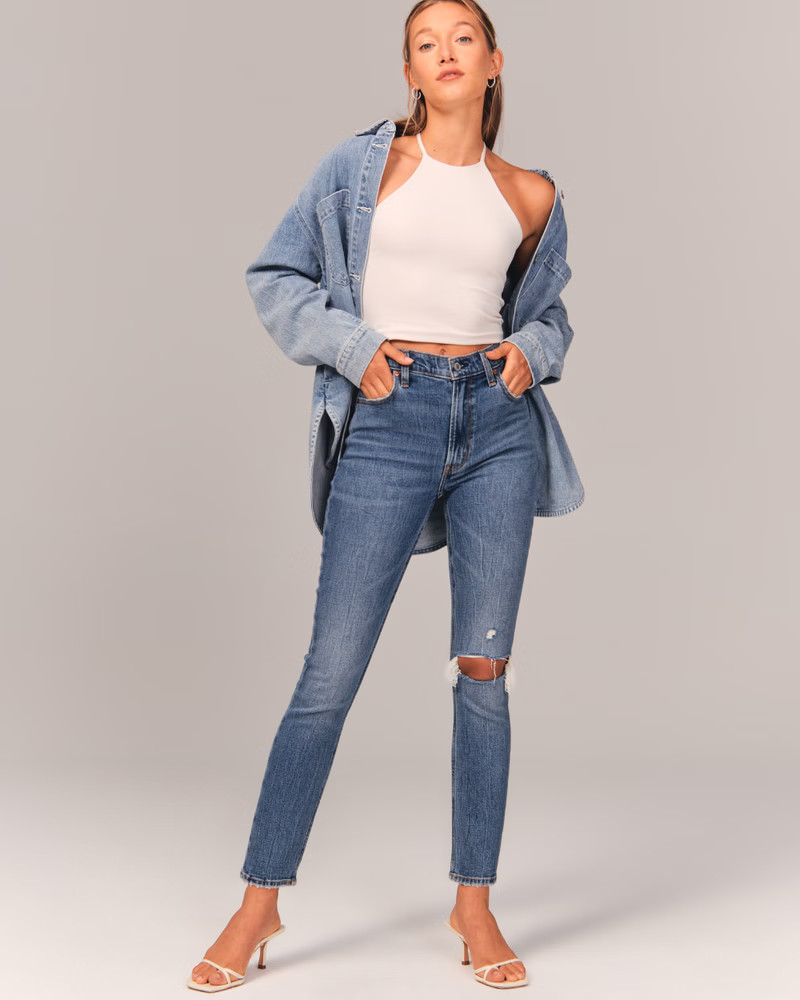 Women's High Rise Skinny Jeans | Women's Bottoms | Abercrombie.com | Abercrombie & Fitch (US)