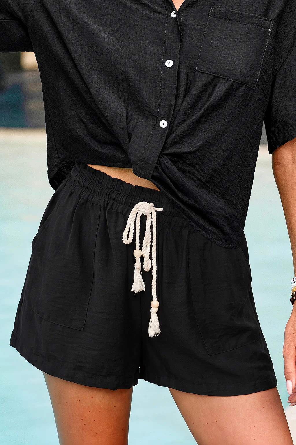 Out to Sea Black Shorts | Cupshe US